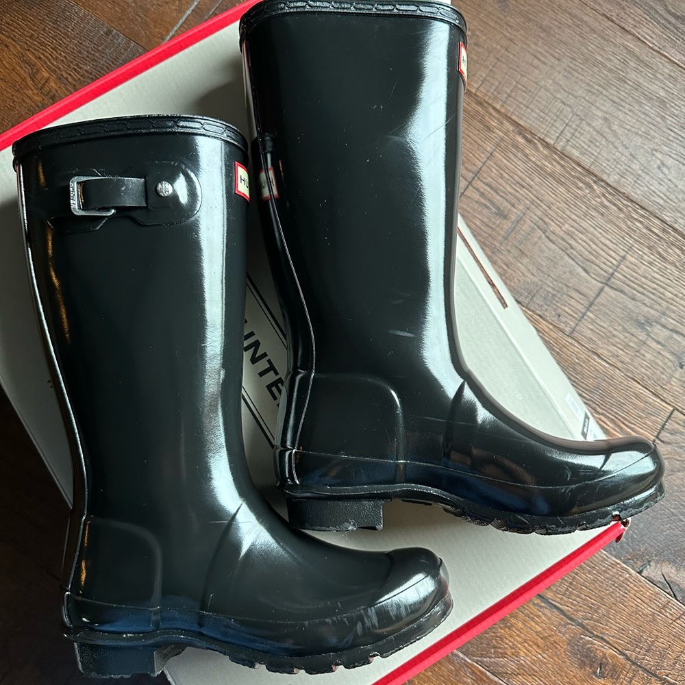 Hunter Original Gloss Tall Black Rain Boots Big Kids UK 1 US 2B/3G EU 33 - Picture 4 of 10